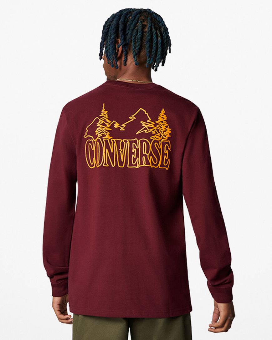 Men's Converse Counter Climate Long Sleeve T-Shirts Dark Red | AU 641CEU